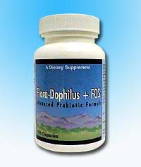 Флора - Дофилус + ФОС / Flora-Dophilus + FOS (продукция компании Виталайн (Vitaline)). Натуральная пробиотическая добавка с лакто- и бифидо- живыми кишечными бактериями для нормализации кишечной флоры