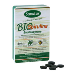 САНАТУР БиоСпирулина, 100 таблеток по 400 мг в пластиковом пенале Не является лекарством.Рекомендуется в качестве дополнительного источника железа, β-каротина.