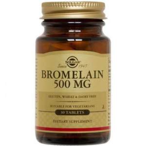 Солгар Бромелайн 500 мг 30 таблеток Solgar Бромелайн активный энзим (фермент), участвующий в переработке белков, способствует разжижению крови и рассасыванию кровяных сгустков (тромбов), имеет антивоспалительное влияние, облегчает ревматические воспаления суставов.