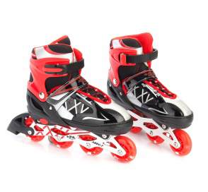 Коньки роликовые раздвижные, размер 35-38 см (красный) (Roller skates) 