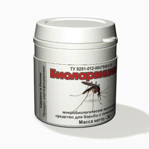 Уничтожитель личинок комаров «Биоларвицид-30» Препарат «Биоларвицид-30» предназначен для уничтожения личинок комаров. В его состав входят споры бактерий, избирательно убивающих личинки комаров.
