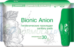 Женские прокладки Bionic Anion ежедневные  Анионовые оздоровительные гигиенические ежедневные прокладки с

биомагнитным воздействием и катионами серебра «Bionic Anion»