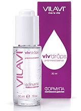 VLV®DROPS VLV®DROPS — единственный продукт из серий VILAVI PRO FEMALE/MALE, который не содержит в себе ядро AgeXP®COMPLEX.
