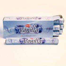 благовония HEM Hexa VANILLA ваниль Ароматические палочки торговой марки HEM, Индия. по 20 г (20 ароматических палочек)