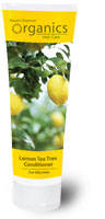Кондиционер Лимонное Чайное Дерево для жирных волос Lemon Tea Tree Conditioner  Лёгкий, быстро-проникающий кондиционер, используется совместно с шампунем «Лемон Ти Три». Очень эффективно использовать при жирных волосах или шелушащейся коже головы.
Масло лимонного чайного дерева: разновидность масла чайного дерева, которая сохраняет все антисептические свойства традиционного чайного дерева но имеет запах лимона.
Масло из семян Жожоба: быстро проникает в кожу головы и стволы волос для освобождения и расщепления излишних сальных выделений.