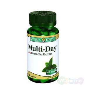 Нэйчес баунти Витаминный комплекс &quot;Мультидэй&quot; с экстрактом зелёного чая, 50 табл.  

Оптимально сбалансированный витаминно-минеральный комплекс для активной жизни.
