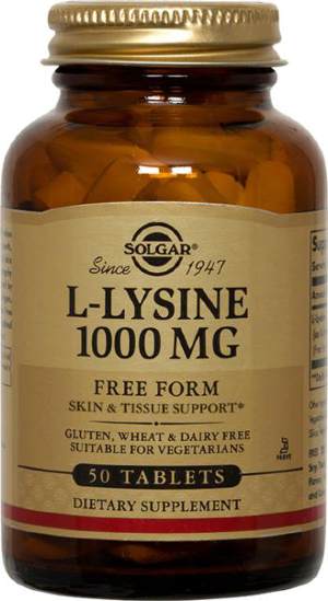 Солгар L-лизин 1000 мг 50 таблеток Solgar Способствует синтезу коллагена для сохранения красоты и тургора кожи, предотвращая процессы преждевременного старения. L-лизин помогает заживлению ран, трещинок в уголках губ и оказывает противовирусную активность.