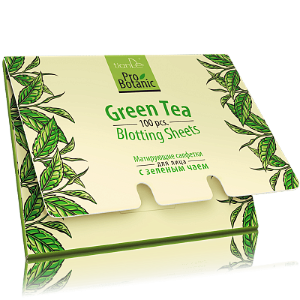 Матирующие салфетки для лица с зеленым чаем Pro Botanic Матовая кожа в одно прикосновение
Код: 14702 , 100 шт