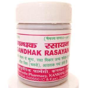 Adarsh Gandhak rasayan (40 гр) 

Гандхак Расаяна применяется при комплексном лечении венерических заболеваний, в том числе сифилиса.
