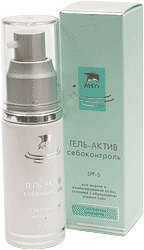 Гель-актив себоконтроль SPF-5, 30 мл Свойства
•
	нормализует работу сальных желез, снижает блеск кожи благодаря 
содержанию отражающих частиц и зеркальных микросфер, обладающих 
абсорбирующим действием;
•	себостатический фитокомплекс с экстрактами мандарина, центеллы 
азиатской, зеленого чая и микроводорослей, календулы и бергамота, с 
противовоспалительным комплексом витаминов и микроэлементов контролирует
 функции сальных желез и активизирует защитные функции кожи:
•	уменьшает салоотделение, стягивает поры, обладает абсорбирующим действием;
•	очищает, предупреждает возникновение воспалений, препятствует образованию угревой сыпи;
•	оказывает противовоспалительное, бактериостатическое, антисептическое, регенерирующее действие;
•	придает коже матовость;
•	SPF-5 защищает от УФА- и УФВ- лучей;
•	может быть основой под макияж.