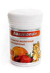 Конфеты молочные обогащенные "Лактопан", 70 г Рекомендуются в качестве профилактического средства для нормализации микрофлоры желудочно­кишечного тракта, повышения общей резистентности организма, профилактики развития дисбактериоза.