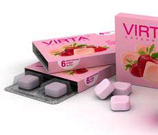 Конфеты VIRTA Клубника   6 шт.   блистер 	Это первая в мире жевательная конфета, которая помогает увеличить объем груди.