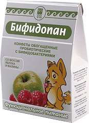 Конфеты обогащенные пробиотические "Бифидопан", 70 г Сухое
 молоко (растительного происхождения), фруктоза, порошок из клубней 
топинамбура, мальтит, инулин, витамин С, бифидогум (не менее 
5,0*109КОЭ/100г), гуммиарабик, ароматизаторы натуральные «яблоко» и 
«малина», стевиозид, красители пищевые натуральные.






