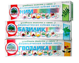 Зубная паста Ним / Toothpaste Neem (компания Burman Lab. Pvt. Ltd., Shajapur  (Индия)) Уникальная аюрведическая зубная паста, не содержит продуктов животного происхождения, синтетических и минеральных масел, искусственных красителей. Не испытывалась на животных. Подходит для вегетарианцев.