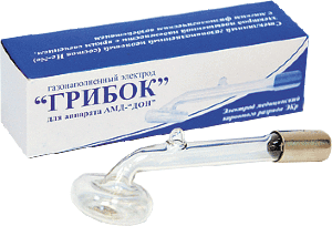 Электрод "Грибок" для АМД "ДОН" Аппарат для местной дарсонвализации АМД «ДОН» с электродом «грибок» 
предназначен для местного воздействия током высокой частоты в форме 
разряда различной интенсивности (от "тихого разряда" до "холодной 
искры").