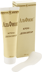 Крем-депилятор "Альфион", 100 мл Крем-депилятор
 содержит экстракт ромашки, который оказывает смягчающее и увлажняющее 
действие на кожу. После депиляции кожа останется гладкой и шелковистой.



Рекомендации по применению



При
 помощи лопаточки равномерно распределите крем толстым слоем на коже 
так, чтобы покрыть все волосы. Через 5 минут проверьте, подействовал ли 
крем, очистив небольшую зону лопаточкой. Если волосы легко удаляются, 
очистите кожу от крема с помощью лопаточки, смойте прохладной водой. Не 
используйте моющие средства! Если волосы удаляются не полностью, 
оставьте крем на коже еще на несколько минут. Если у вас очень жесткие 
волосы, то нанесите 3 слоя крема с интервалом в 5 минут. Не оставляйте 
крем на коже более 15 мин. Не используйте крем для удаления волос на 
лице.



Форма выпуска



Туба 100 мл.