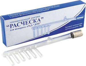 Электрод "Расческа" для АМД "ДОН" Аппарат для местной дарсонвализации АМД «ДОН» помимо стандартного 
электрода «грибок» может использоваться с любыми электродами коронного 
разряда: «расческа», «капля», «шейный», «десенный», «ушной», 
«ректально-вагинальный» (приобретаются отдельно).