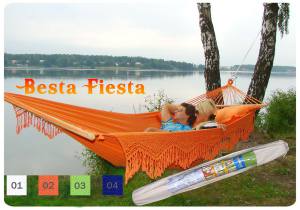 Гамак Besta Fiesta Tulip (оранжевый) расивый большой гамак Besta Fiesta Tulip сделан вручную из высококачественного хлопка. Мягкая фактура материала прекрасно адаптируется к форме вашего тела. 