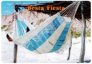 Гамак Besta Fiesta Paradise (бело-голубой) Большой гамак  Besta Fiesta Paradise сделан вручную из высококачественного хлопка. 